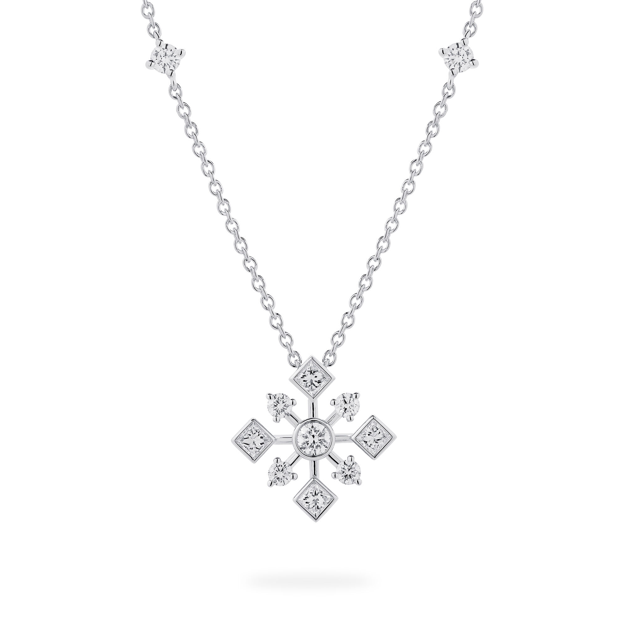 Gold snowflake necklace clearance